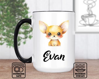 Tazza con un minuscolo Chihuahua - Regalo personalizzato per gli amanti dei cani / Tazza personalizzata con nome / Illustrazione di un simpatico Chihuahua / Ricordo unico per gli amanti degli animali