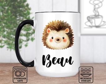 Hedgehog Head Mug With Custom Name - Adorable Animal Design, Personalized Mug For Coffee Or Tea Lovers, Unique Gift Idea For Hedgehog