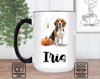 Taza con diseño de beagle para amantes de los perros - Arte personalizado de mascotas - Taza personalizada con nombre - Regalo único para dueños de beagles - Café, té y amantes de los beagles