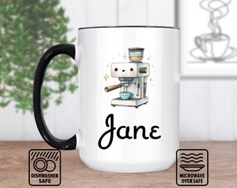 Espresso Mach Tasse mit Namen, personalisierte Espresso Mach Geschenk für Kaffeeliebhaber, individuelle Espresso Mach Kaffeetasse mit Text, einzigartiges Geschenk