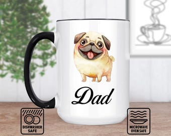 Mops Welpen Tasse für Hundeliebhaber - Individuelle Geschenkidee - Personalisierte Tasse mit süßem Mops Design - Einzigartiges Haustier Liebhaber Geschenk - Fügen Sie Ihren Namen / Text hinzu