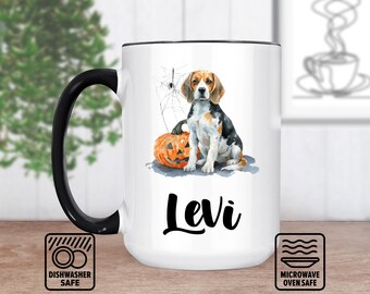 Taza con diseño de beagle para amantes de los perros - Regalo personalizado para dueños de beagles - Taza personalizada con nombre - Diseño único de beagle - Regalo de cumpleaños perfecto