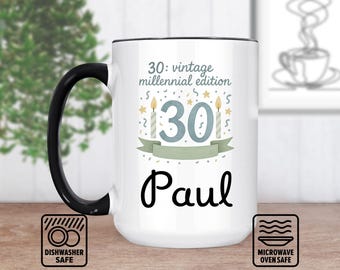 Happy 30Th Birthday Mug Gift - Customizable Keepsake For Her Or Him - Personalized Mug With Name & Date - Unique 30Th Birthday Present