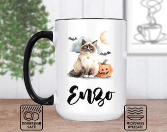 Ragdoll Mug Gift For Cat Lovers - Custom Cat Art - Personalized Mug With Name - Unique Ragdoll Cat Design - Perfect Birthday Present