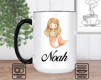 Mini taza de sirena para amantes del océano - Regalo personalizable para niños y adultos - Taza personalizada con nombre - Taza de café única con temática marina