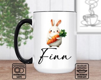 Bunny Holding A Car Mug - Custom Gift For Car Lovers - Personalized Mug With Cute Bunny Design - Perfect For Birthdays & Special