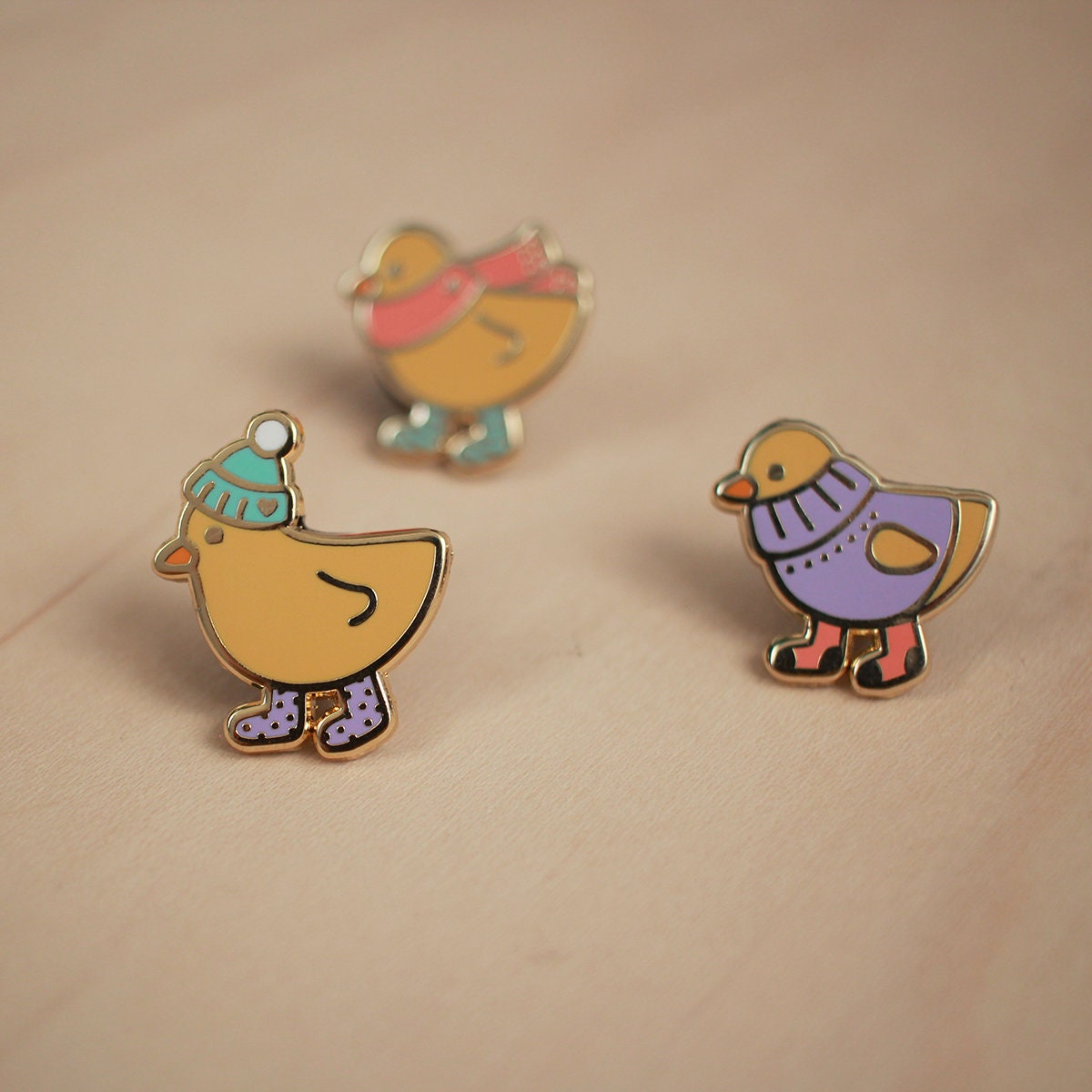 Three Little Ducks Cozy Ducks Enamel Pins Kawaii Enamel Etsy Canada