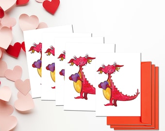 Romantic Dragon Greeting Card - Anniversary, Valentine's Day, or Love Note