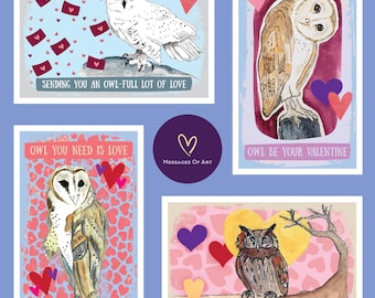 Owl Valentine Cards: Punny Classroom Valentines (Digital Download)