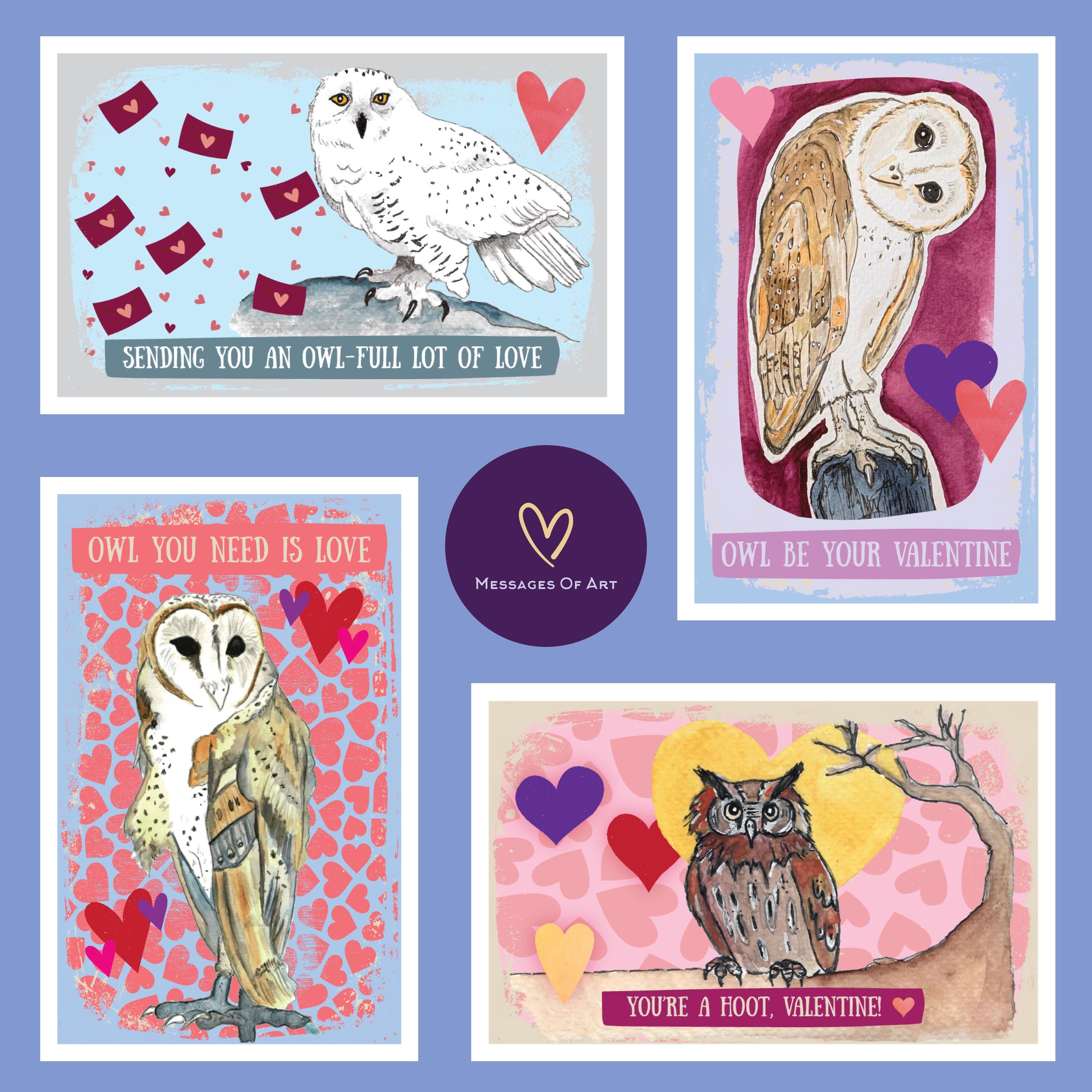 Owl Valentine Cards: Punny Classroom Valentines (Digital Download)