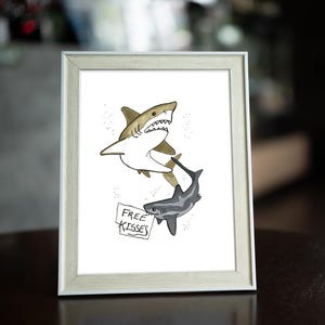 Lustig Hai Küsse Kunstdruck: Valentinstag Hai Köder (8.5x11)