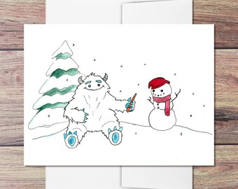 Winter Yeti Christmas Card: Holiday Greeting (4x5.5'')
