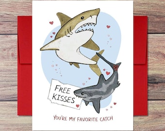 Shark Kisses Valentine's Day Card