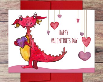 Dragon Valentine's Day Card: Heartfelt Greeting (4x5.5'')