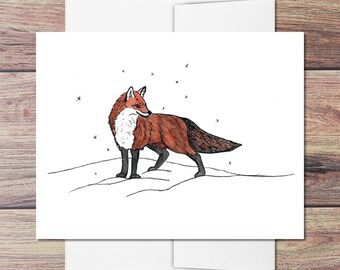 Winter Fox Greeting Card: Holiday Birthday Note (4x5.5'')