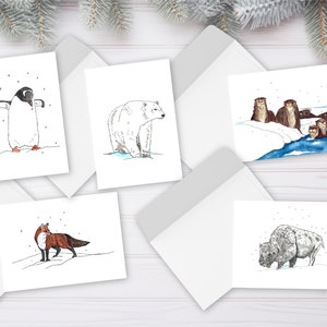 Winter Animal Greeting Card Set: Assorted Blank Stationery
