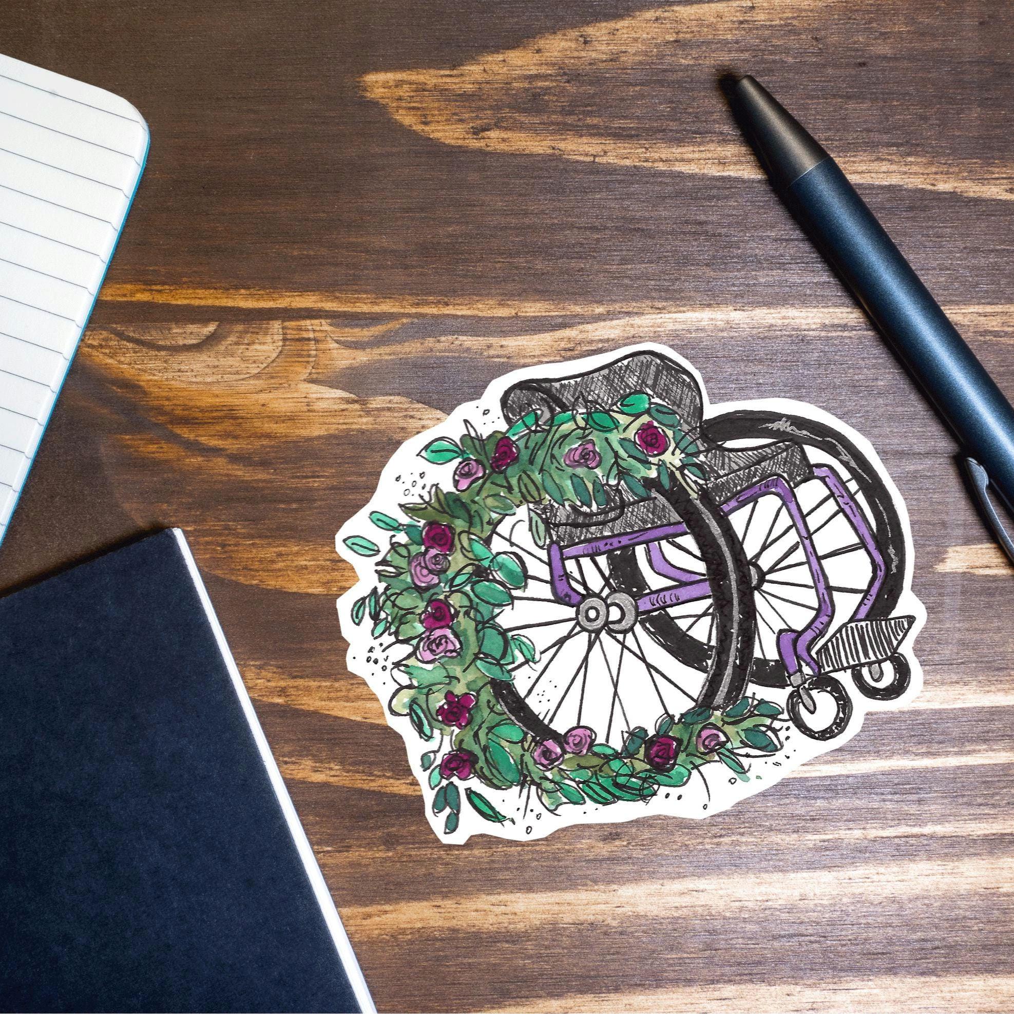 Floral Wheelchair Vinyl Sticker: Disability Pride, Laptop Decal