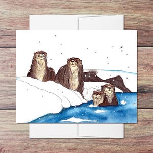 Winter Otter Greeting Card: Holiday Note Card (4x5.5&#39;&#39;)