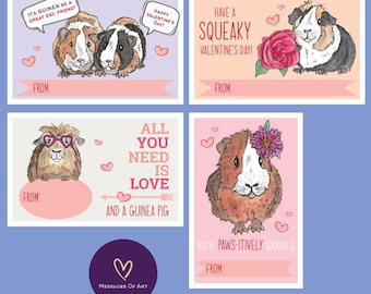 Guinea Pig Valentine Cards: Punny Classroom Valentines (Digital Download)
