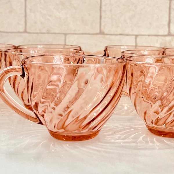 Vintage Pink Glassware- 10 pink glass cups