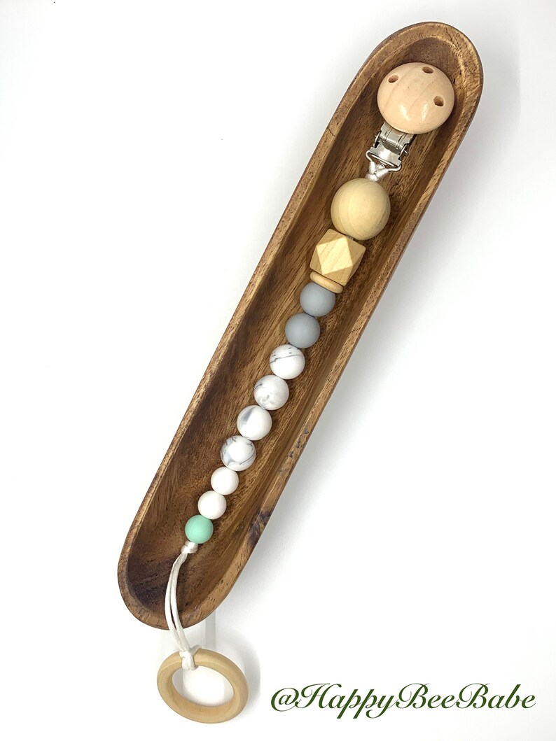 Wooden Pacifier Clip Pacifier Clip Baby Gift Silicone Pacifier Clip WITH Wooden Ring Baby Shower Gift All Natural