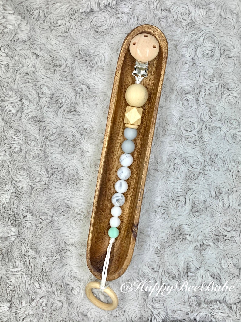 Wooden Pacifier Clip Pacifier Clip Baby Gift Silicone Pacifier Clip WITH Wooden Ring Baby Shower Gift All Natural