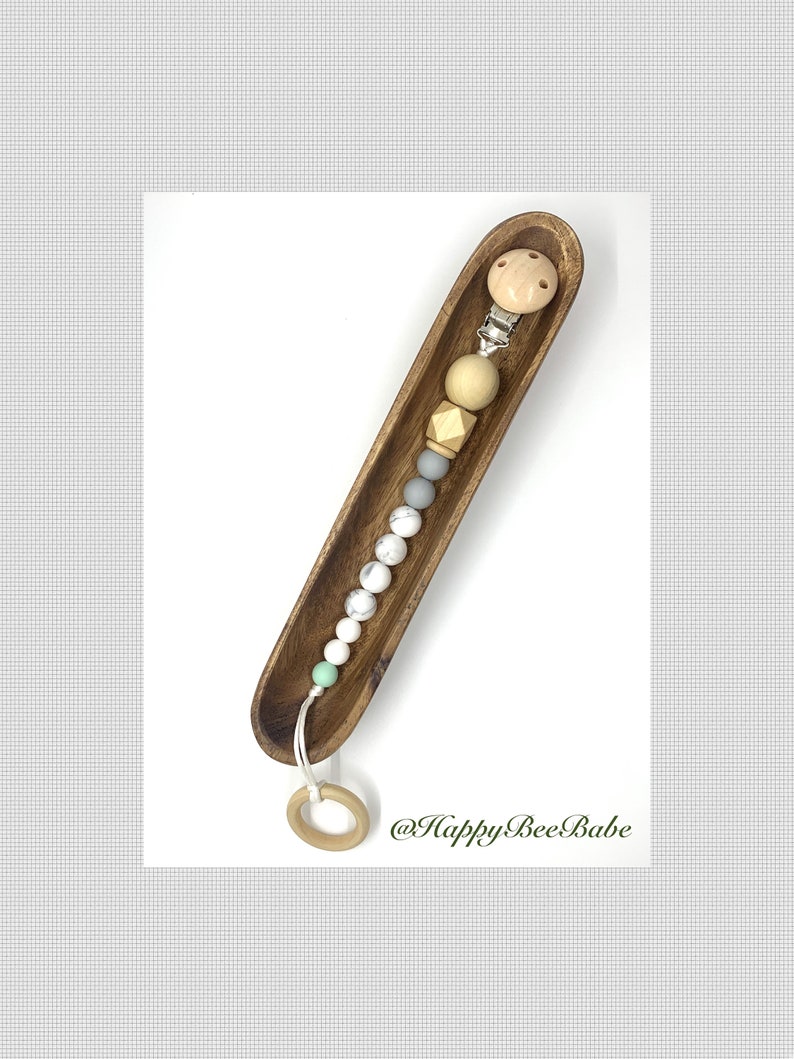 Wooden Pacifier Clip Pacifier Clip Baby Gift Silicone Pacifier Clip WITH Wooden Ring Baby Shower Gift All Natural