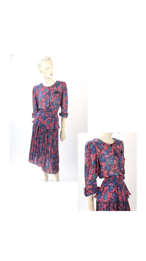 1980s Vintage//Floral dress//Vintage floral//1980s