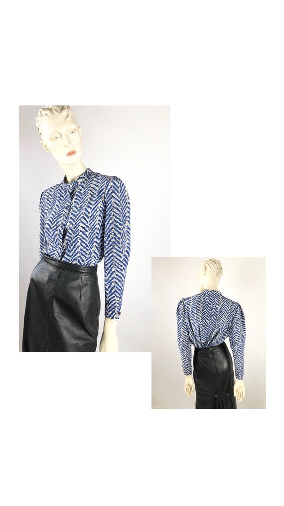 1980s Vintage Blouse//Vintage patterned blouse//Gl