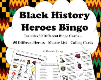 30 Black History Heroes Bingo | Digital Download | Printable | Real Picture Bingo | Can Be Laminated | Unique Bingo Cards 2024