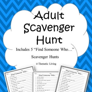 5 Adult Scavenger Hunts Find Someone Who Printable image 1