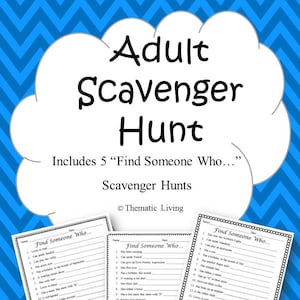 5 Adult Scavenger Hunts | Find Someone Who | Printable