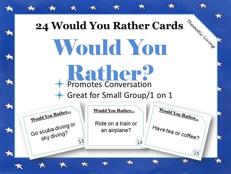 24 Would By yourself Very Playing cards Printable Communication Starters photograph regarding Printable Conversation Cards identified as 24 Would Oneself Alternatively Playing cards Printable Interaction Starters