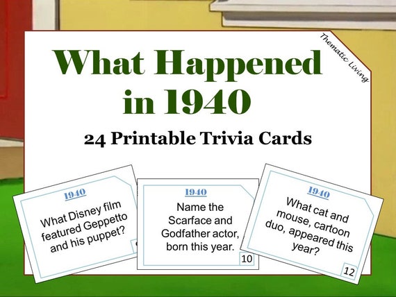 81st Birthday 1940 Trivia Cards Anniversary Games Etsy