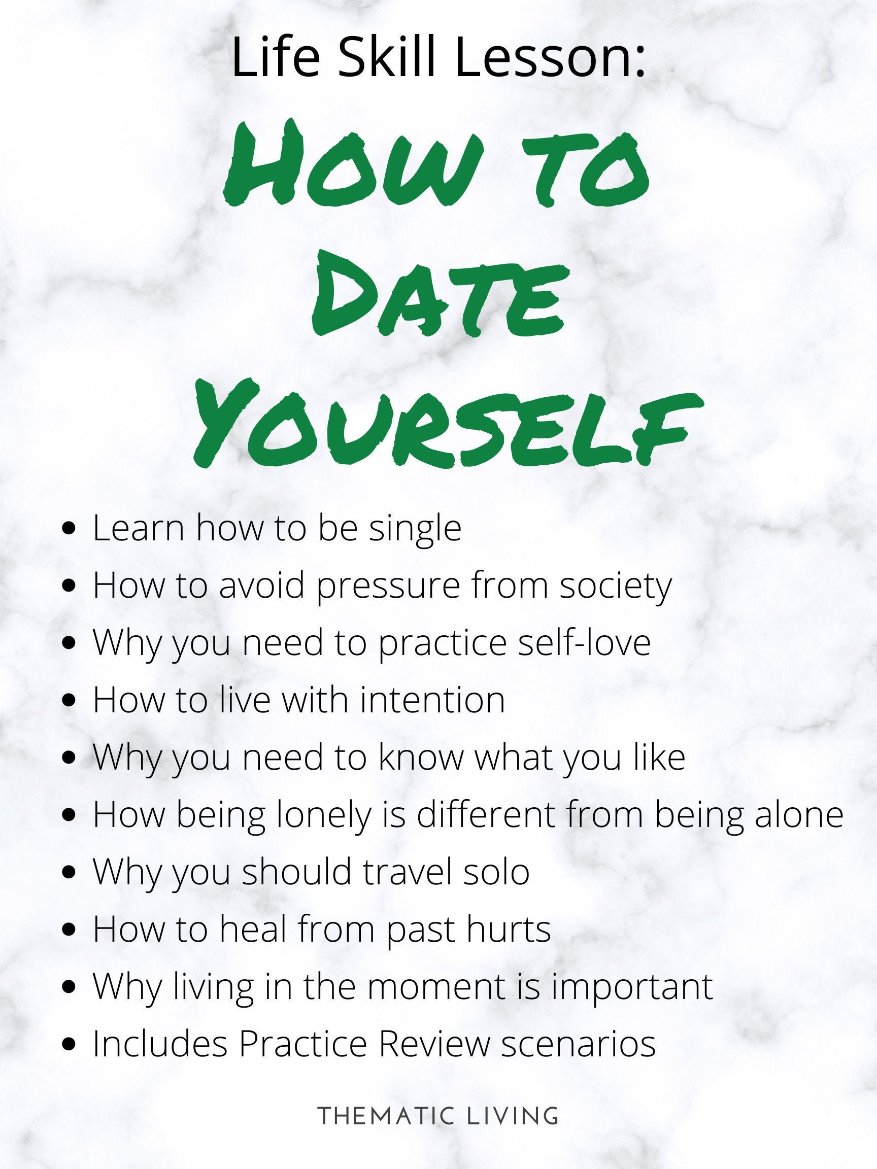 How to Date Yourself Life Skill Lesson 8.5x11 Letter Size Etsy