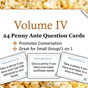 24 Penny Ante Question Trivia Cards | Penny Ante Game Questions | Printable | How to Play Penny Ante | Have You Ever