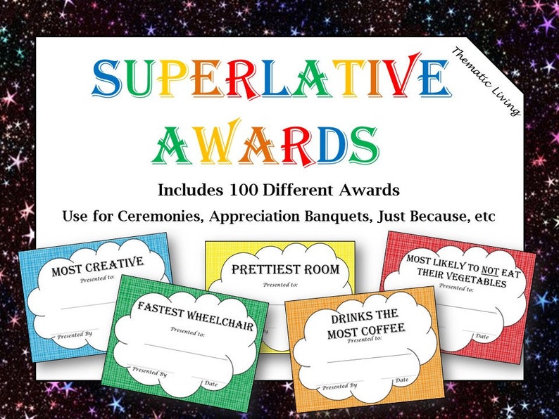 100 Superlative Awards For Adults Senior Living Adult | Etsy