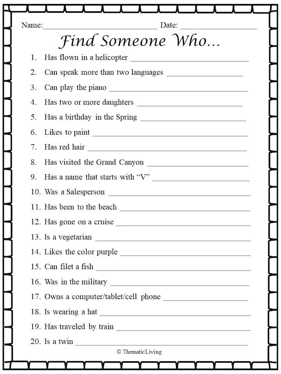5 Adult Scavenger Hunts Find Someone Who Printable - Etsy 5 Adult Scavenger Hunts Find Someone Who Printable - Etsy