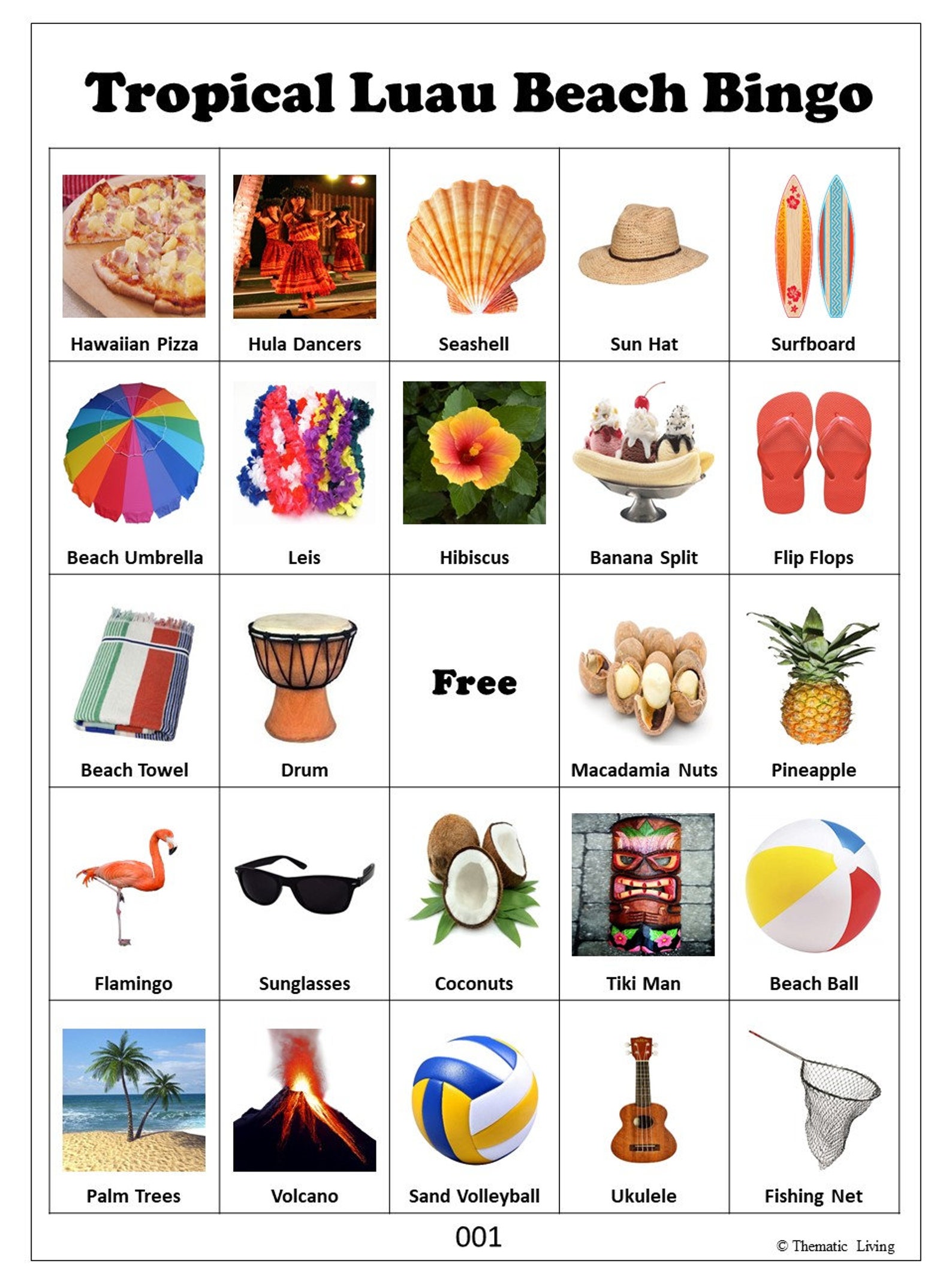 25 Beach Bingo Cards Tropical Luau Summer Theme Party Leis | Etsy
