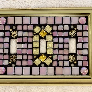 Pink and Gold Light Switch Cover, 3 Toggle