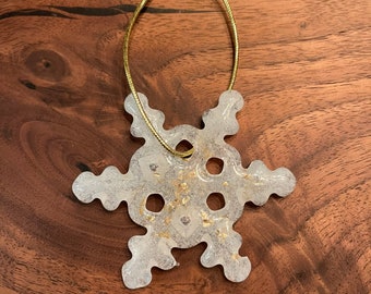 Snowflake fused glass ornament