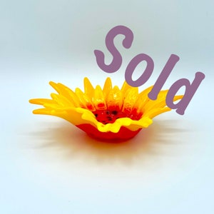 Fused Glass Sunflower Dish