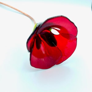 Transparent Red Fused Glass Rose