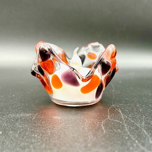 Fused glass Purple and Orange votive cup