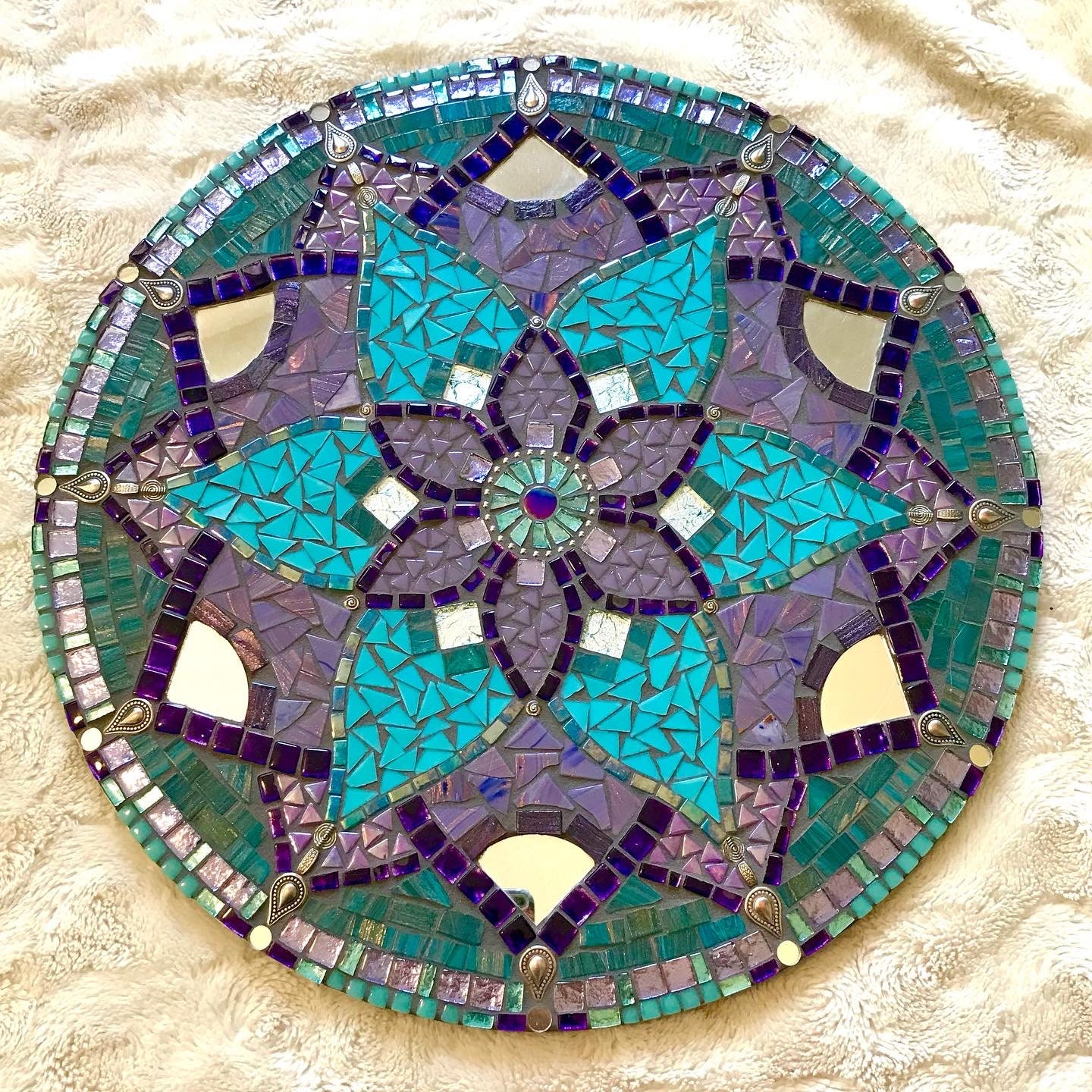 18 Mosaic Mandala in Purple and Teal - Etsy
