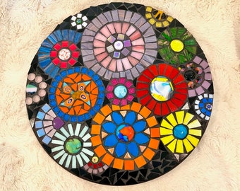 Round Mosaic with Fused Glass Inclusions