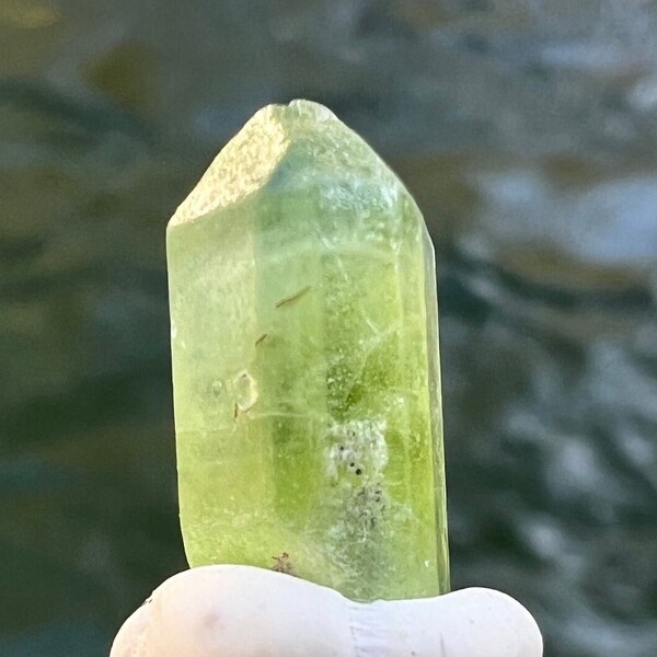 Genuine Green Peridot Crystal From Himalayas • 1.9 Grams Nice Point Natural Peridot Mineral Specimen Terminated Olivine Rare Jyotish Vedic