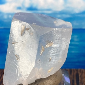 Superb AQUAMARINE CRYSTAL Well Terminated w/ Muscovite Nagar Pakistan • 18.5 Grams • Natural Raw Aquamarine Crystal Specimen