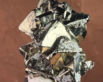 Shiny Octahedral Pyrite Crystal Cluster • 40 Grams Natural Pyramid Genuine Sacred Geometry Metaphysical Huanzala Mine Peruvian Peru