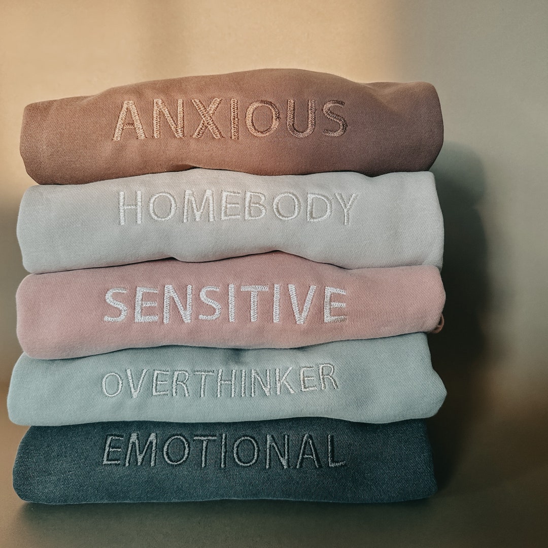 Mental Health Embroidered Sweatshirt Anxious Overthinker - Etsy